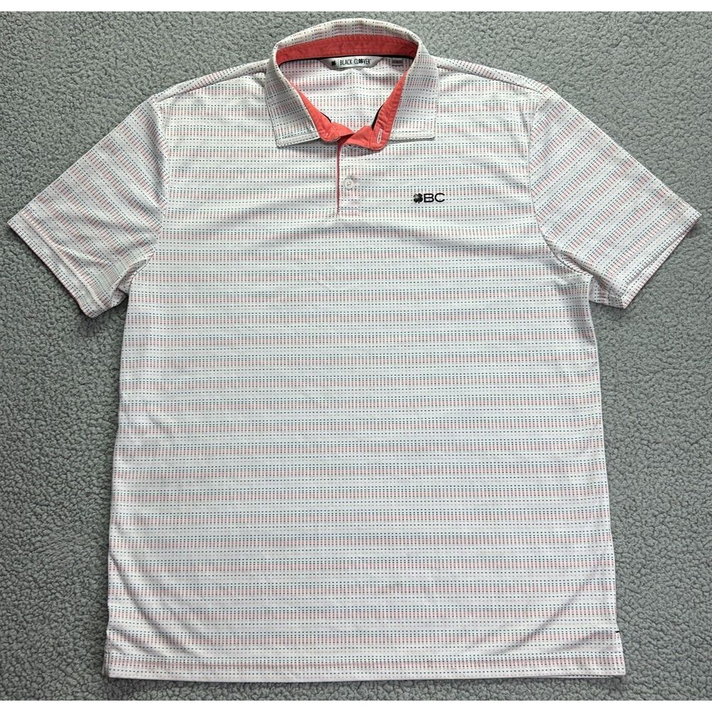 Black Clever Shirt Mens Large‎ Multi Golf Polo Performance Lived Lucky Quick Dry